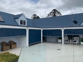 Blue outdoor awnings 